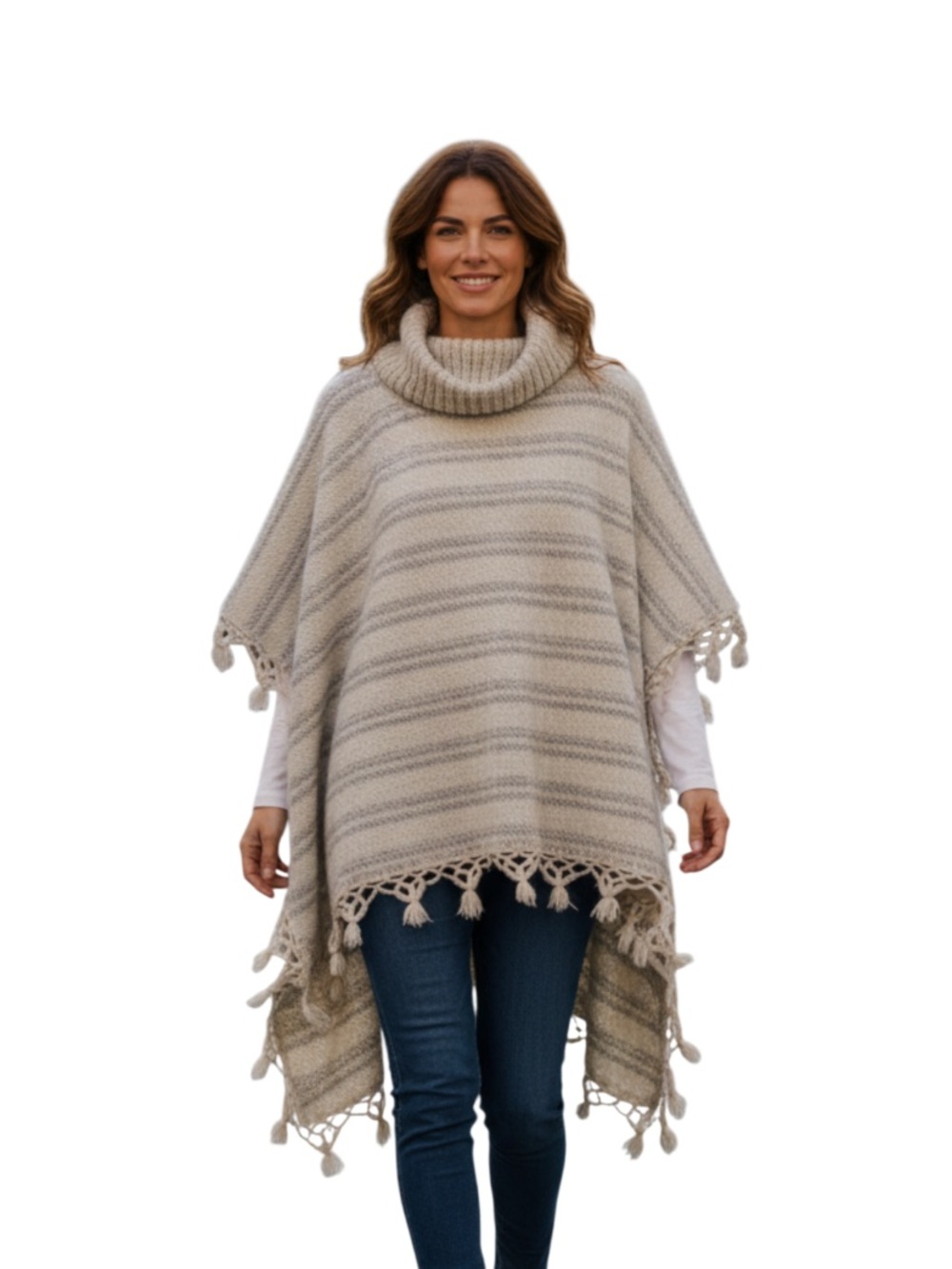 Traditional Women’s Vintage Striped Poncho